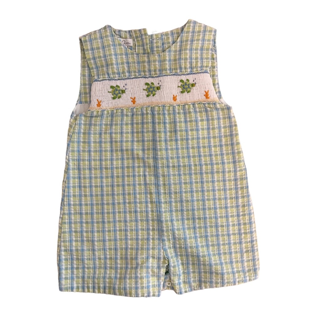 Petit Ami Turtle Smocked Shortall